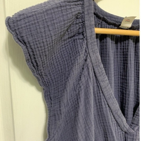 Old Navy Cotton Gauze Midi Dress Womens XL Navy Blue Smocked Tiered Boho - Picture 8 of 10
